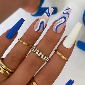 Press on Nails Long Blue NIB